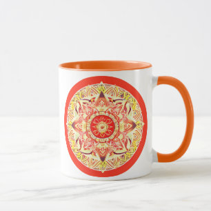 Taza Flor Mandala en mandarín Naranja