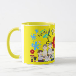 Taza Flor perfumada salpicadura amarilla