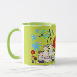Taza Flor perfumada salpicadura de lima