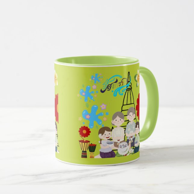 Taza Flor perfumada salpicadura de lima (Anverso derecho)