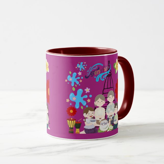 Taza Flor perfumada salpicadura magenta (Anverso derecho)
