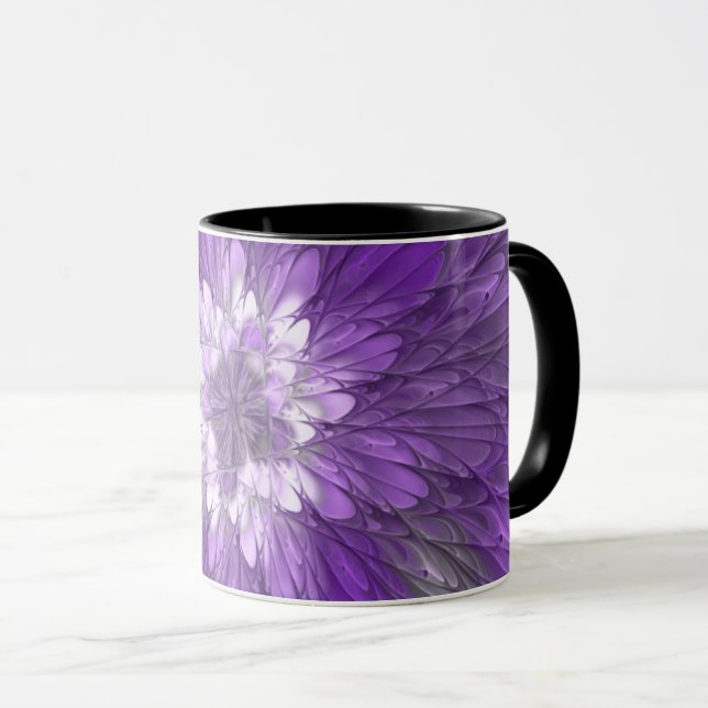 Taza Flor púrpura psicodélica Resumen arte fractal (Anverso derecho)
