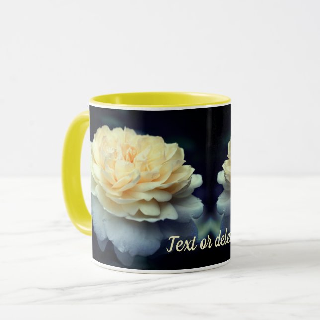 Taza Flor rosa amarillo suave personalizada (Anverso izquierdo)