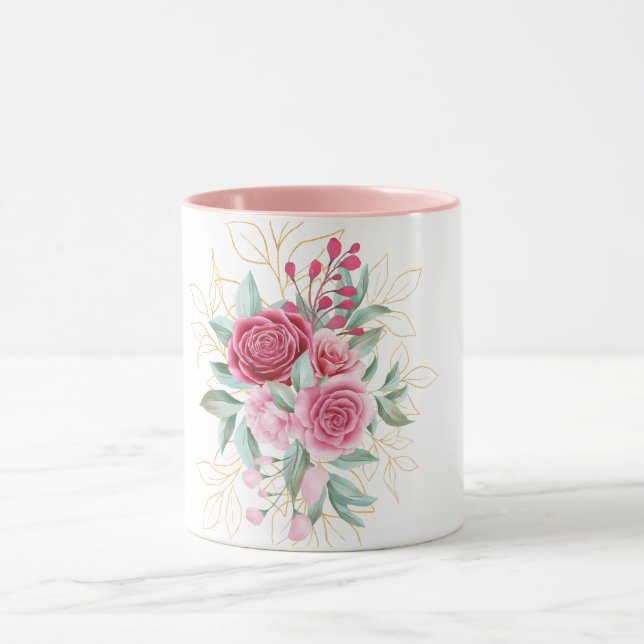 Taza Flor rosa combinable (Centro)