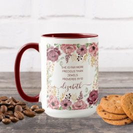 Taza Flor rosa pastel elegante Proverbios 31
