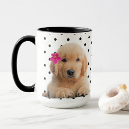 Taza Flor rosa personalizada de Cuadros Golden Retrieve