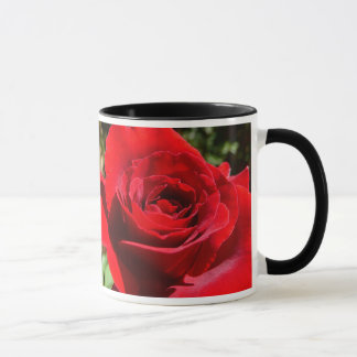 Taza Flor rosa roja brillante hermosa flor