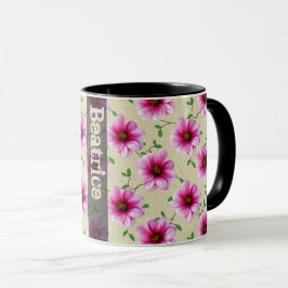 Taza Flor rosada botánica del verano dulce con nombre