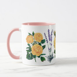 Taza Flor Rosas Amarillas Dulce Lavanda Naturaleza Flor