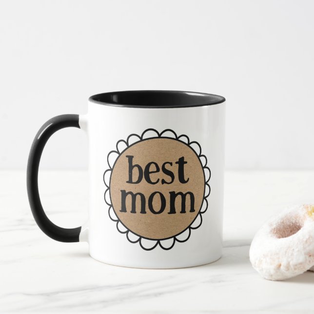 Taza Flor Rustic BEST MOM Scallopter Edge (Con donut)