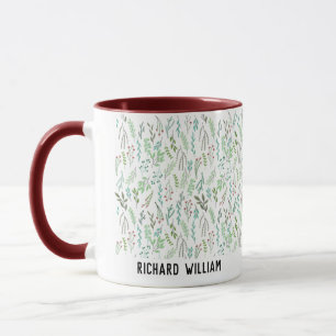 Taza Flor Silvestre Mínima Elegante Navidad Regalo Gran