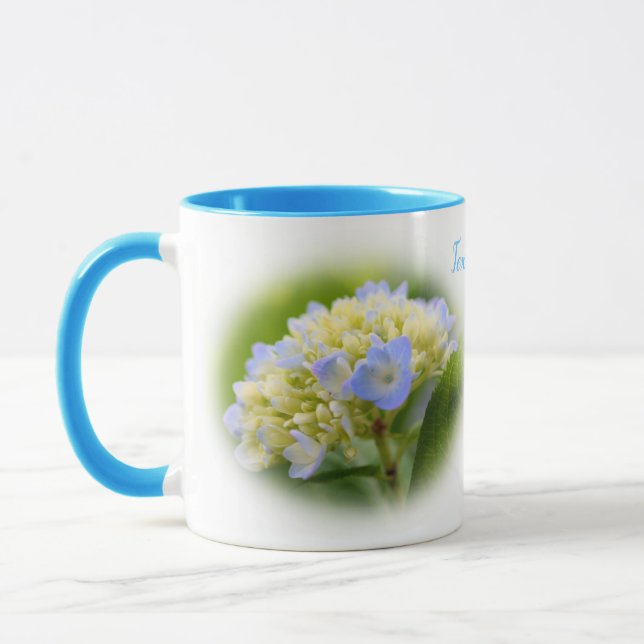 Taza Flor suave de hidrangea personalizada (Izquierda)