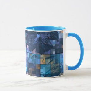 Taza Flor verde azulada y azul