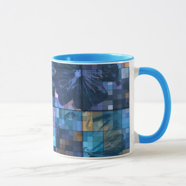 Taza Flor verde azulada y azul (Derecha)