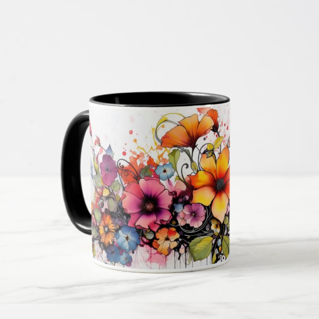 Taza Flor vibrante colorida Naturaleza del jardín botán (Anverso izquierdo)
