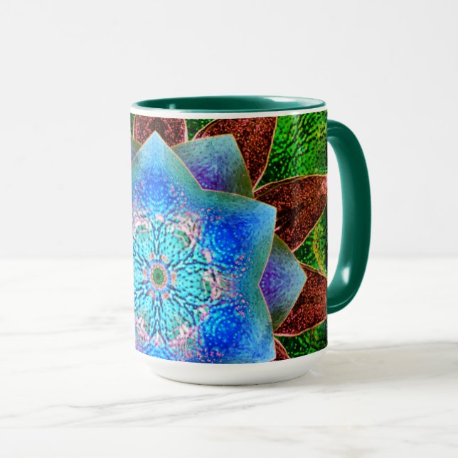 Taza Flor virtual azulada o rústica (Anverso derecho)