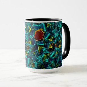 Taza Flor virtual em azul gradiente, estilhaçada