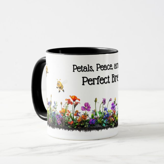 Taza Flor y abejas café Mug (Anverso izquierdo)