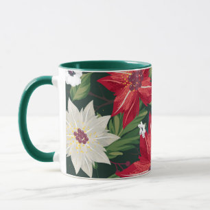 Taza Flora acuarela de color de vacaciones de Poinsetti