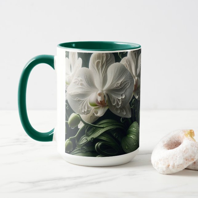 Taza Flora Orquídea Blanca (Con donut)