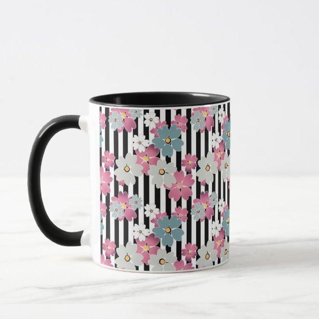 Taza Floral, a rayas (Izquierda)