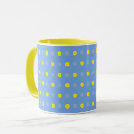 Taza Floral abstracta de gerberas amarillas en azul beb