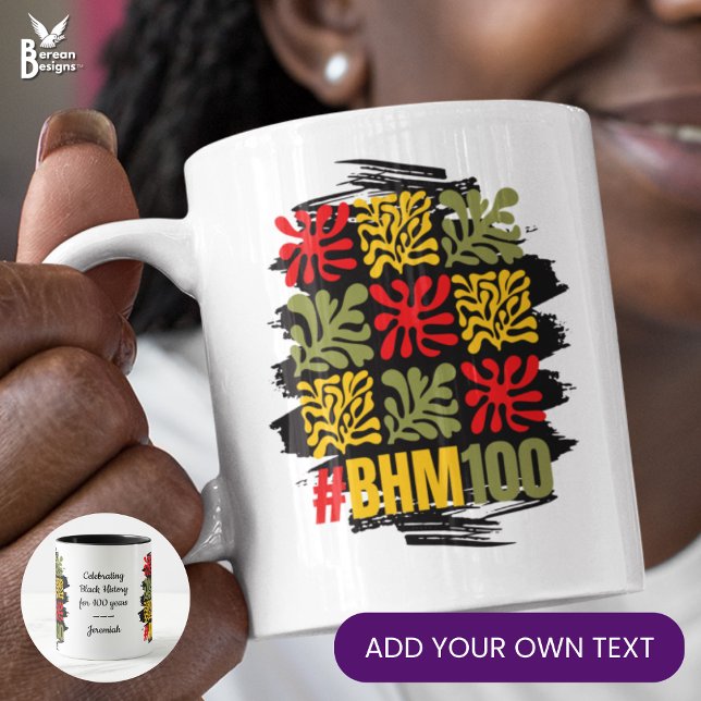 Taza Floral Abstracto 100 Centenario Mes de la Historia (Colorful Matisse-inspired ABSTRACT FLORAL souvenir mug to celebrate Black History Month Centennial. )