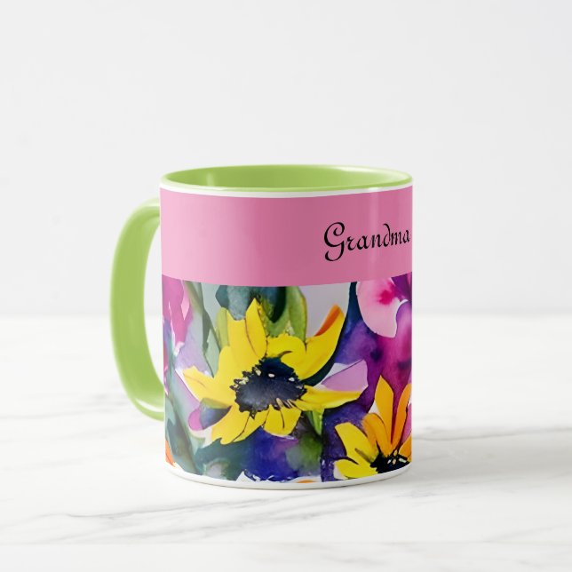 Taza Floral acuarela especial de la abuela (Anverso izquierdo)