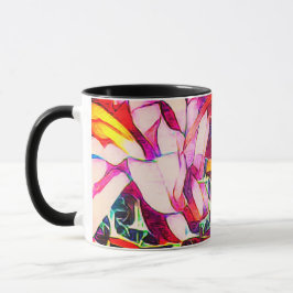 Taza Floral Artsy Roja, Morada Y Rosa
