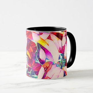 Taza Floral Artsy Roja, Morada Y Rosa