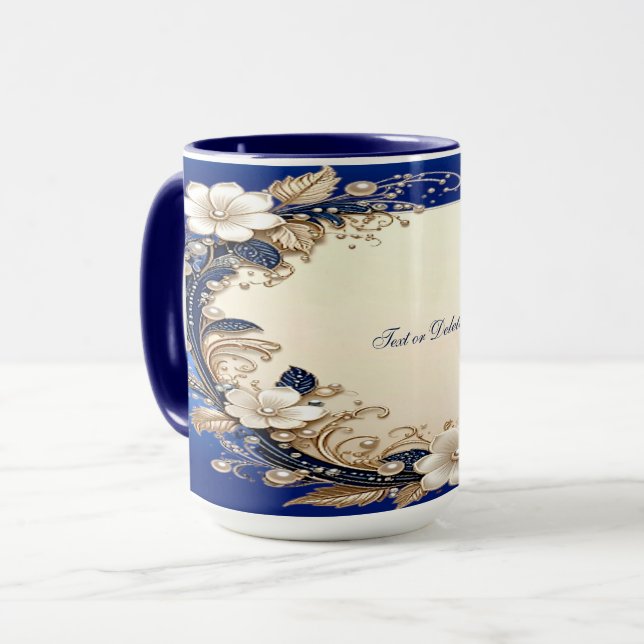 Taza floral azul blanca (Anverso izquierdo)
