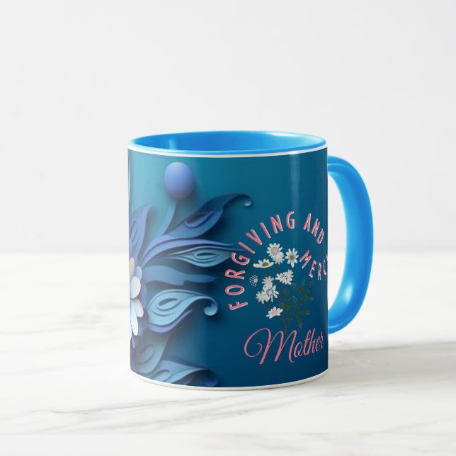 Taza Floral azul de la madre indulgente y alegre (Anverso derecho)