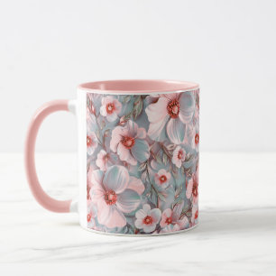 Taza Floral azul suave