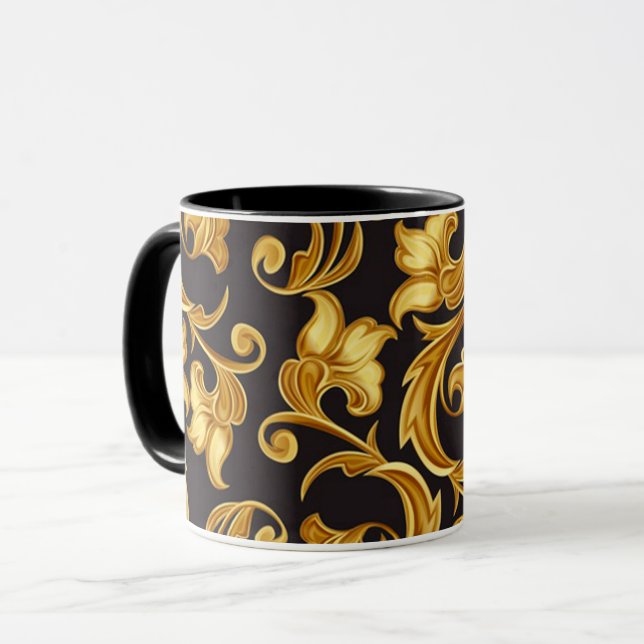 Taza Floral Black Gold (Anverso izquierdo)
