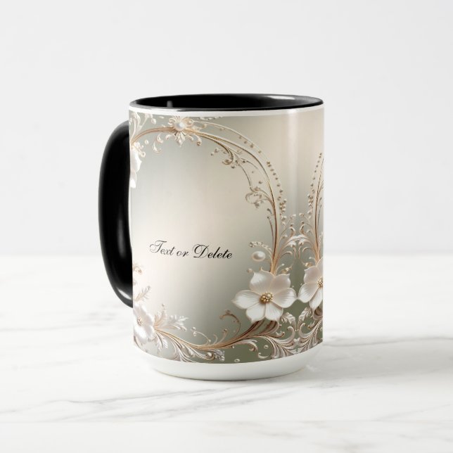 Taza Floral Blanca Ornata (Anverso izquierdo)