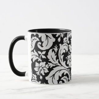 Taza Floral blanca y negra