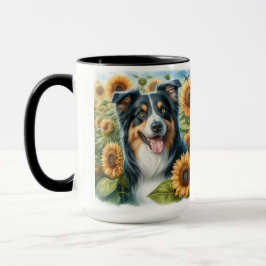 Taza Floral Border Collie Dog Lover Coffee Mug