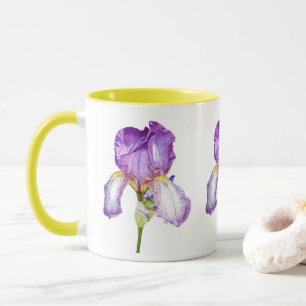 Taza floral botánica del arte del iris púrpura d