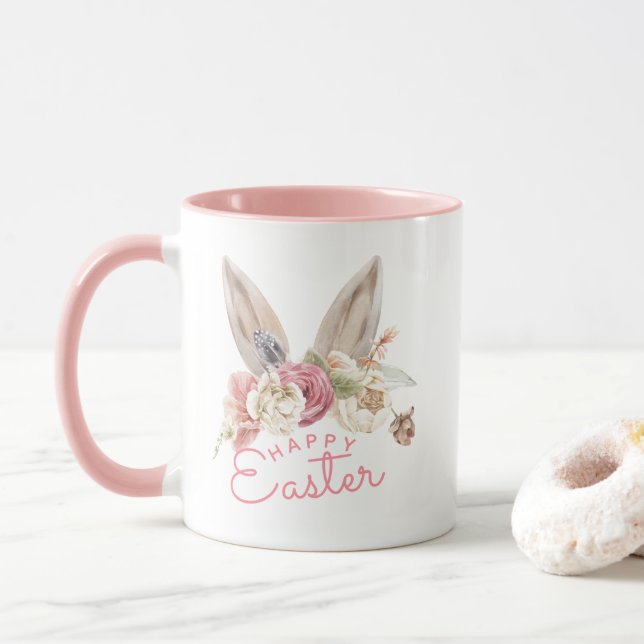 Taza Floral Bunny Ears | Happy Easter  (Con donut)