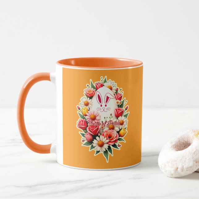 Taza Floral Bunny – Spring Easter Illustration - caneca (Con donut)