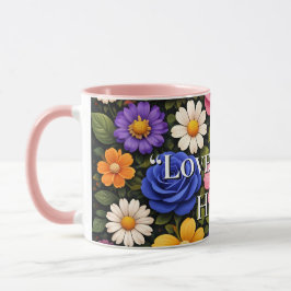 Taza Floral Colourful Custom Quotes Valentines Mugs