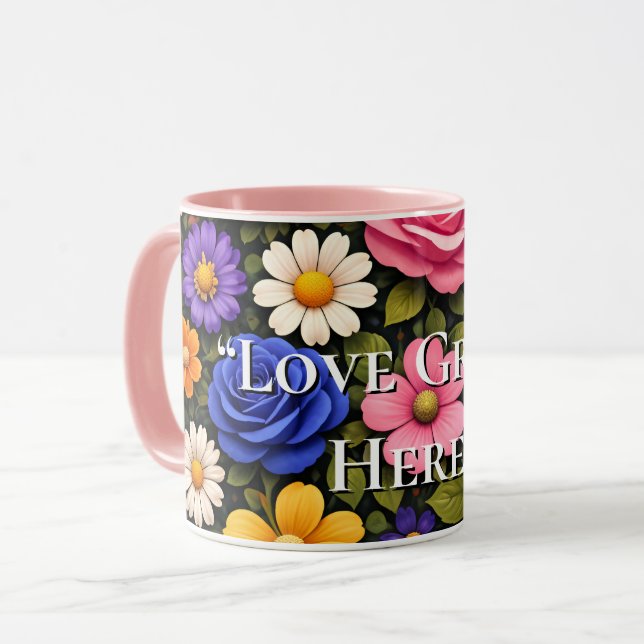 Taza Floral Colourful Custom Quotes Valentines Mugs (Anverso izquierdo)
