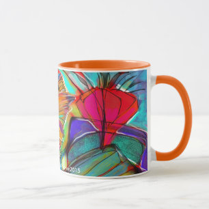 Taza floral cubista abstracta