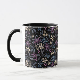 Taza Floral de acuarela fiorista sobre negro