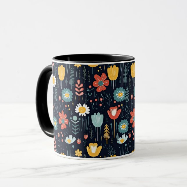 Taza Floral de arte folclórico escandinavo (Anverso izquierdo)