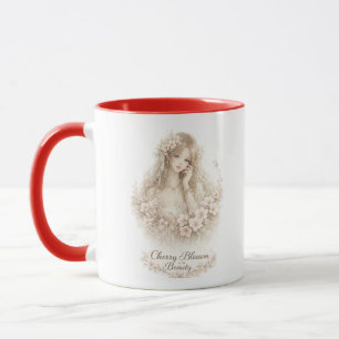Taza floral de belleza de flor de cerezo