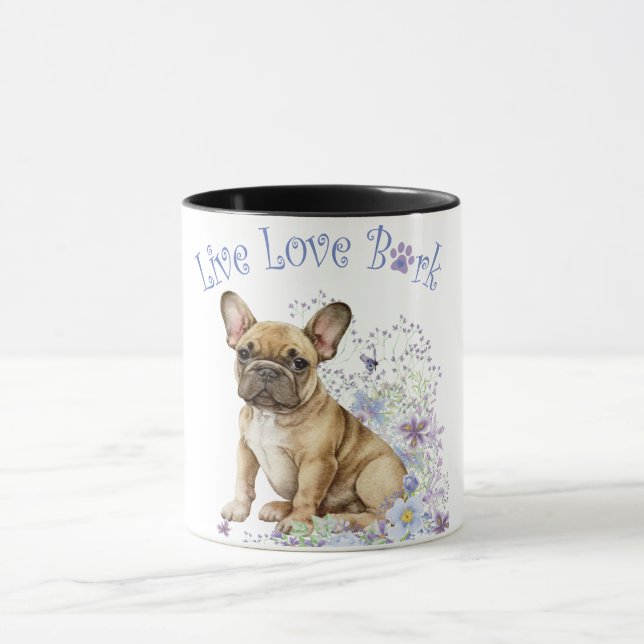 Taza Floral de Bulldog francés (Centro)