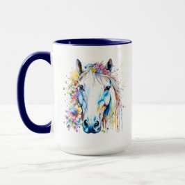 Taza Floral de caballo blanco de bonito personalizada