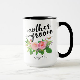 Taza Floral de color de agua de la madre de la Groom pe