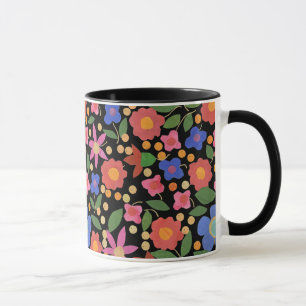 Taza Floral de estilo de arte folclórico sobre café de 